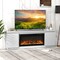 Black Electric Fireplace White TV Cabinet Engineered Wood MDF Media Console
